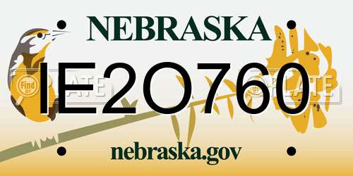 IE2O760 Nebraska License Plate
