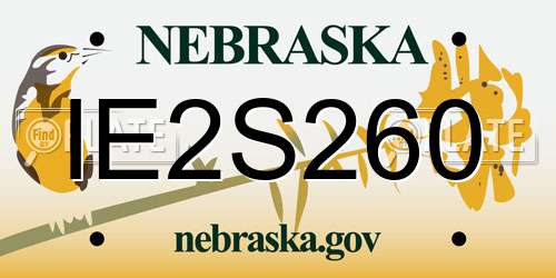 IE2S260 Nebraska License Plate