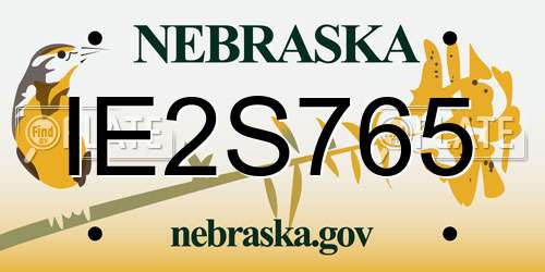 IE2S765 Nebraska License Plate