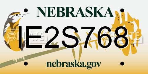 IE2S768 Nebraska License Plate