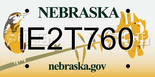 IE2T760 Nebraska License Plate