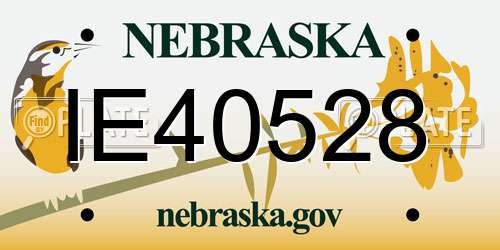 IE40528 Nebraska License Plate