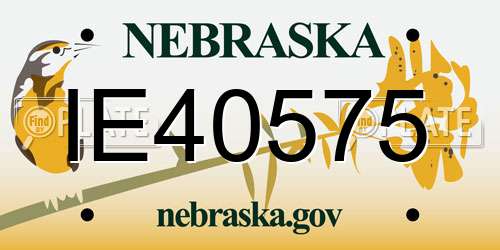 IE40575 Nebraska License Plate