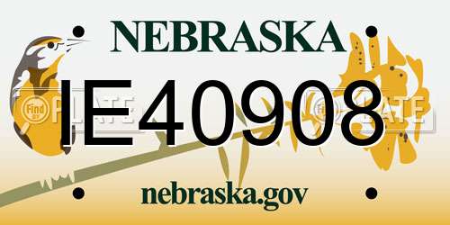 IE40908 Nebraska License Plate
