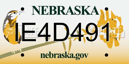 IE4D491 Nebraska License Plate