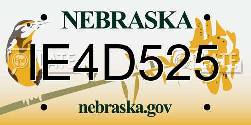IE4D525 Nebraska License Plate