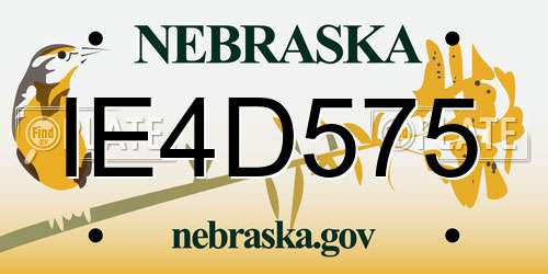 IE4D575 Nebraska License Plate