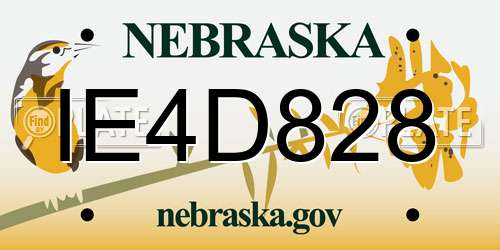 IE4D828 Nebraska License Plate