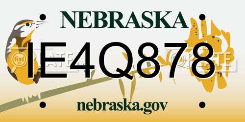 IE4Q878 Nebraska License Plate