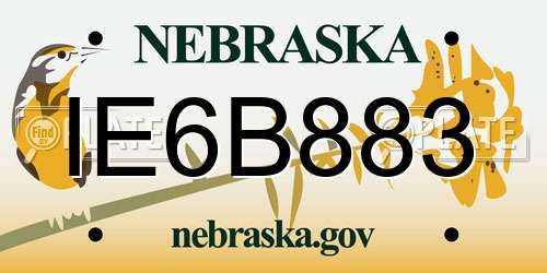 IE6B883 Nebraska License Plate