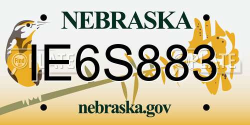 IE6S883 Nebraska License Plate