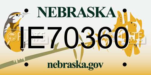 IE70360 Nebraska License Plate
