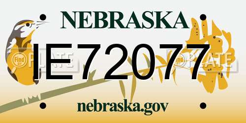 IE72077 Nebraska License Plate