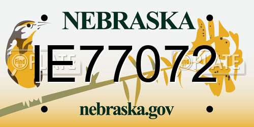 IE77072 Nebraska License Plate