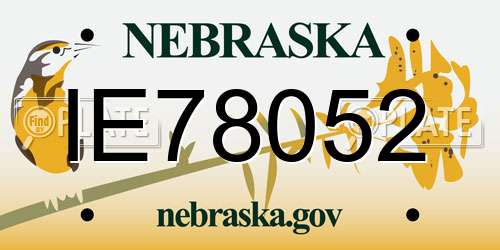 IE78052 Nebraska License Plate