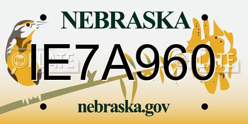 IE7A960 Nebraska License Plate