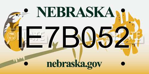 IE7B052 Nebraska License Plate