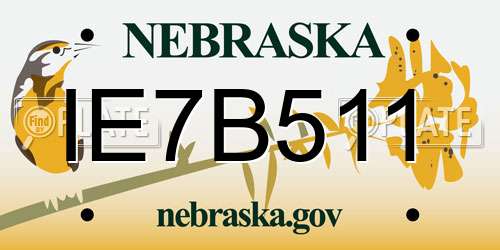 IE7B511 Nebraska License Plate