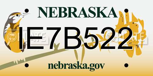 IE7B522 Nebraska License Plate