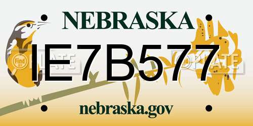 IE7B577 Nebraska License Plate