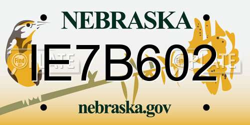 IE7B602 Nebraska License Plate