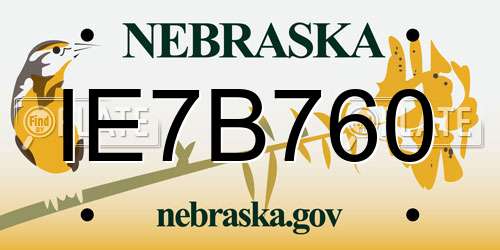 IE7B760 Nebraska License Plate