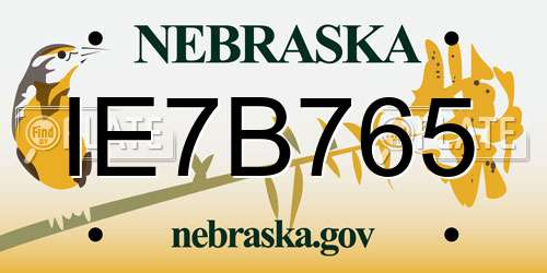 IE7B765 Nebraska License Plate