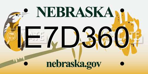 IE7D360 Nebraska License Plate