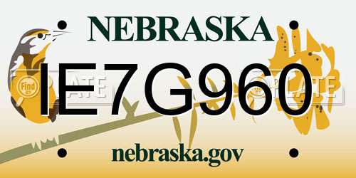 IE7G960 Nebraska License Plate