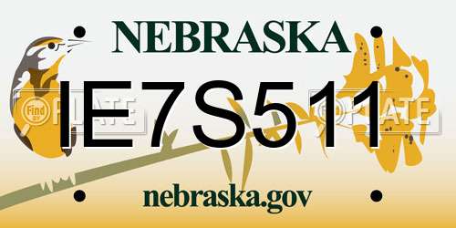IE7S511 Nebraska License Plate