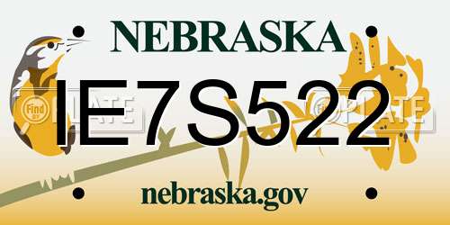 IE7S522 Nebraska License Plate