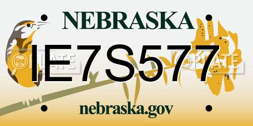 IE7S577 Nebraska License Plate