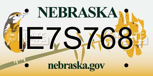 IE7S768 Nebraska License Plate