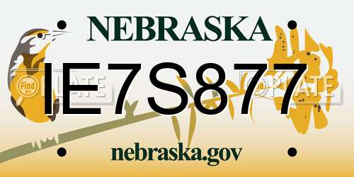 IE7S877 Nebraska License Plate