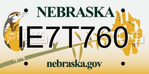 IE7T760 Nebraska License Plate