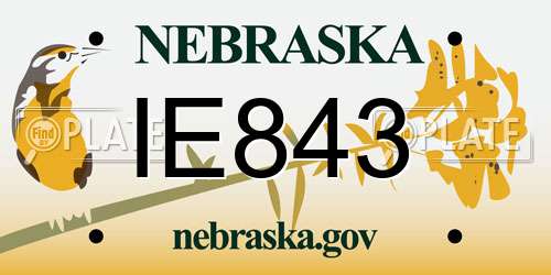 IE843 Nebraska License Plate