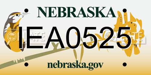 IEA0525 Nebraska License Plate