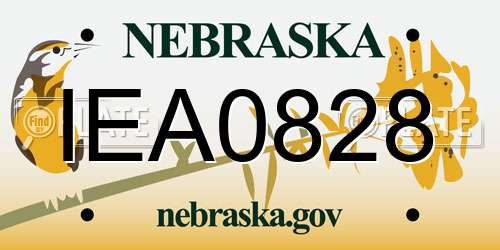 IEA0828 Nebraska License Plate