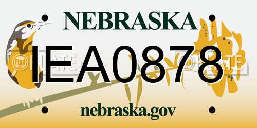 IEA0878 Nebraska License Plate