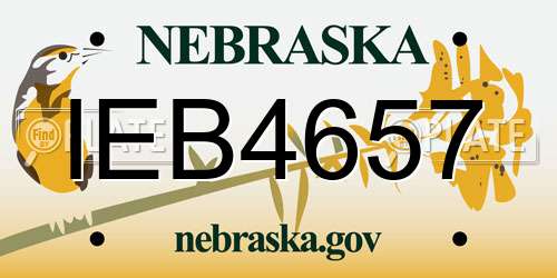 IEB4657 Nebraska License Plate