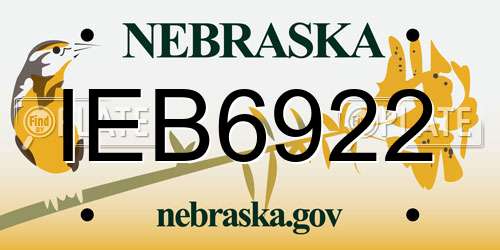 IEB6922 Nebraska License Plate