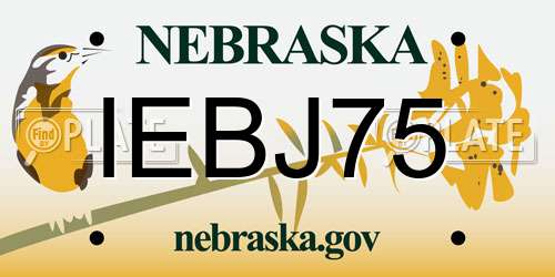 IEBJ75 Nebraska License Plate