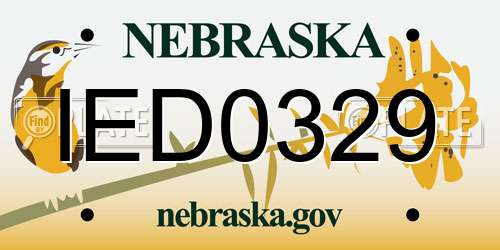 IED0329 Nebraska License Plate