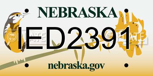 IED2391 Nebraska License Plate