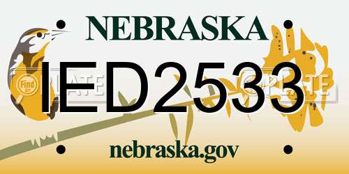 IED2533 Nebraska License Plate
