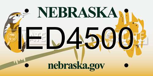 IED4500 Nebraska License Plate
