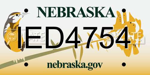 IED4754 Nebraska License Plate