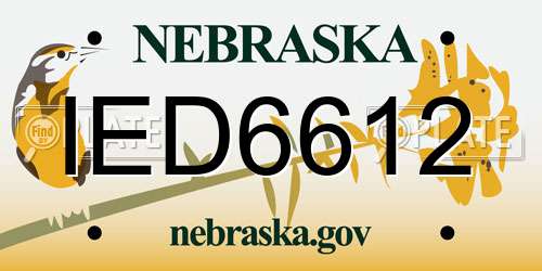 IED6612 Nebraska License Plate