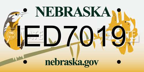 IED7019 Nebraska License Plate