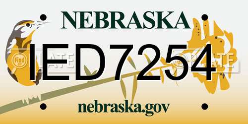 IED7254 Nebraska License Plate